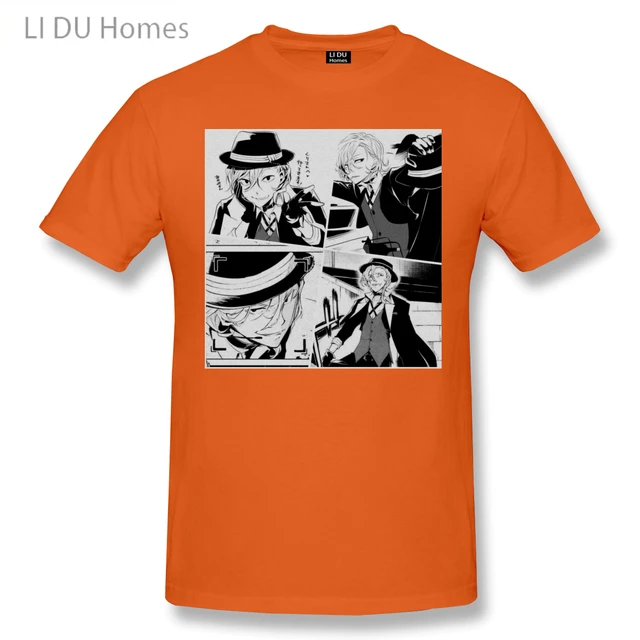 Manga Panels Chuuya Nakahara Bungou Stray Dogs Anime T Shirt Women Man's T-shirt Cotton Summer Tshirts Short Sleeve Graphics Tee Orange