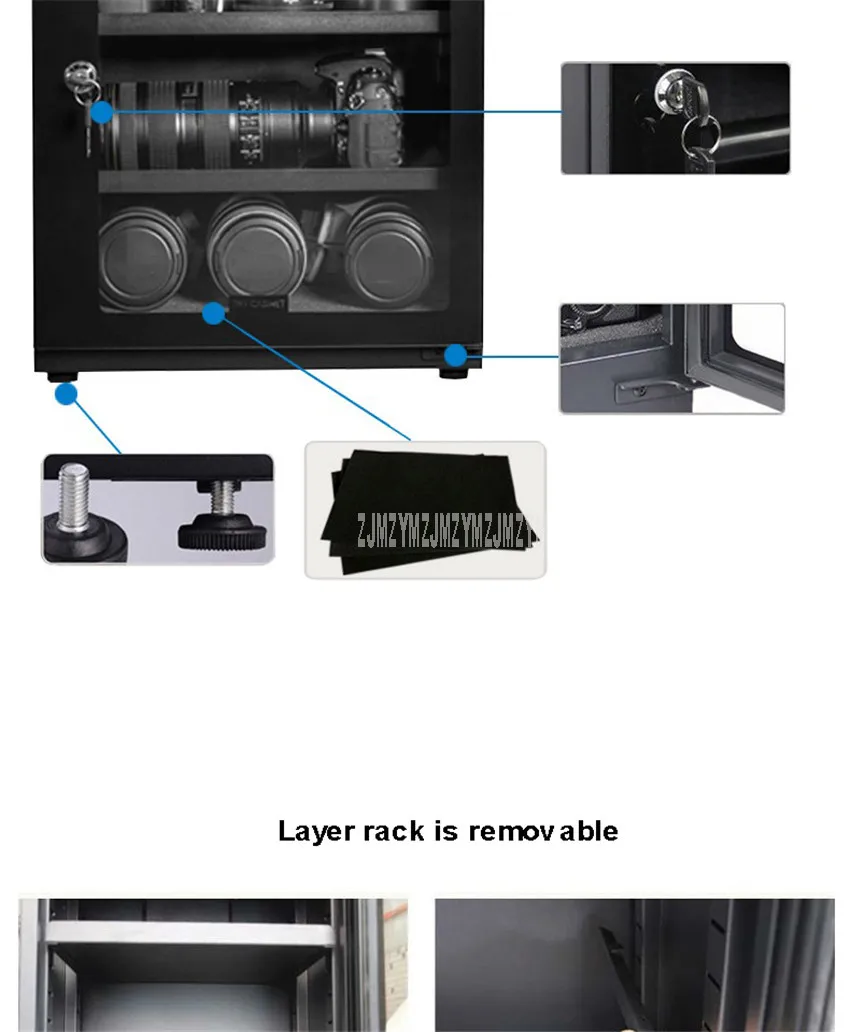 70L полный автоматический электронный сухой шкаф коробка SLR объектив камеры осушитель сушки влагостойкий Шкаф сенсорный светодиодный экран
