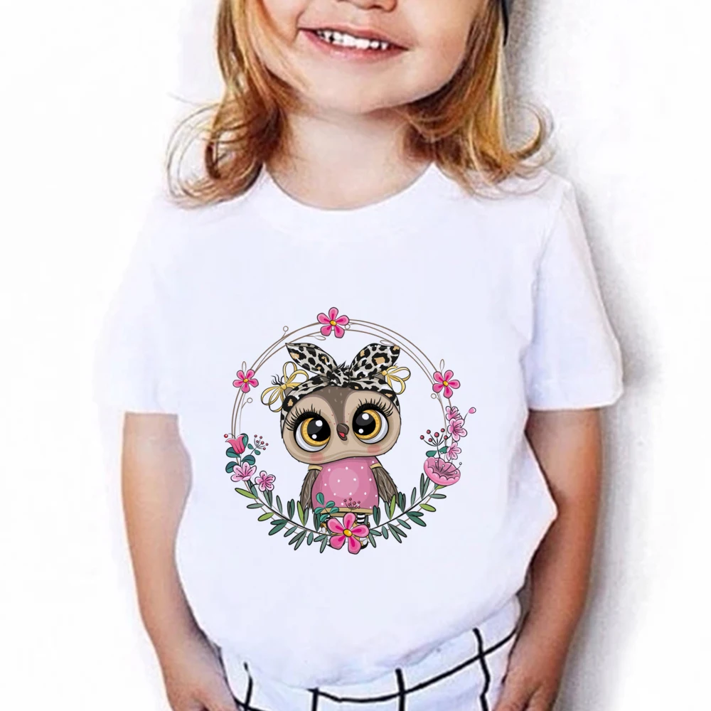 stussy t shirt Toddler Girl favorite Cartoon Style T shirt Cute Owl Print White O Neck T-shirt Kids Fashion Cozy Casual Tshirt For Children harley davidson t shirt