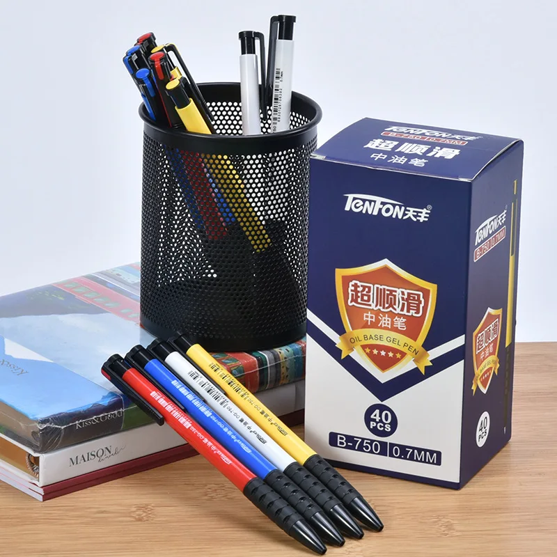 Tianfeng Neutral Oil Pen Batch Write 750 Office 0.7 Size Neutral Oil Pen 40/Box Writing Smooth