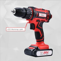 20V Electric Drill Double Speed Lithium Cordless Drill Household Multi-function Electric Screwdriver Power Tools