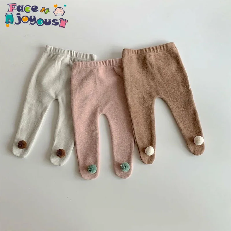 

Autumn Winter Warm Newborn Baby Pantyhose Cute Pompom Design Toddler Girls Tights Kids Stocking For Children Clothes 0-24M
