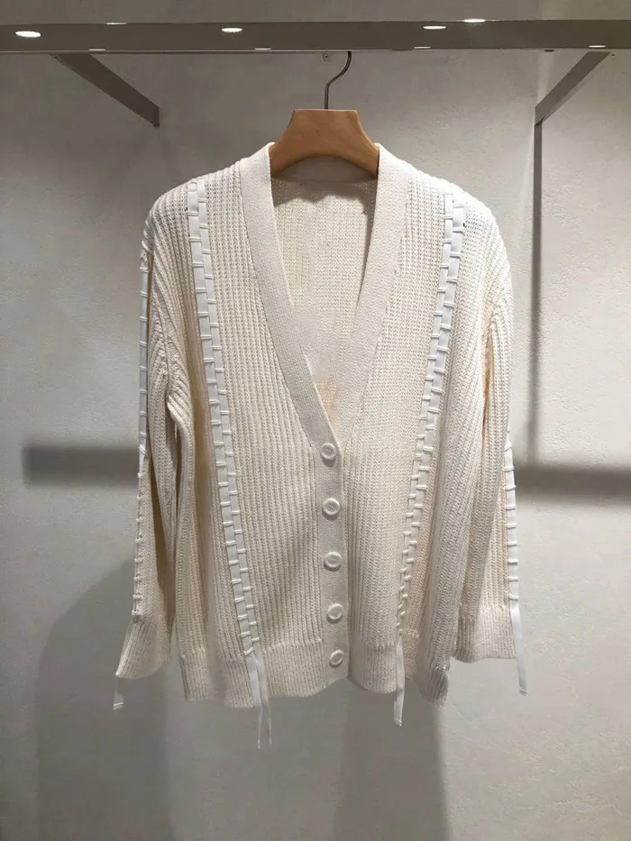 ^*Best Offers Cuff Strap Knitted Jacket Solid Color Cardigan V Neck Single Breasted Knitted Jacket