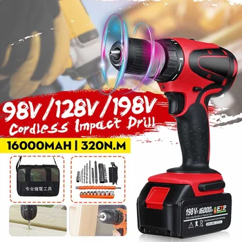 

98/128/198VF Cordless Drill Electric Drill Drilling Machine Bolt Driver Li-Ion Battery Electric Screwdriver Prower Tool