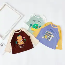 Детская футболка; топы с рисунками; От 3 до 7 лет футболка для маленьких мальчиков и девочек; сезон осень-зима; хлопковый джемпер; детская