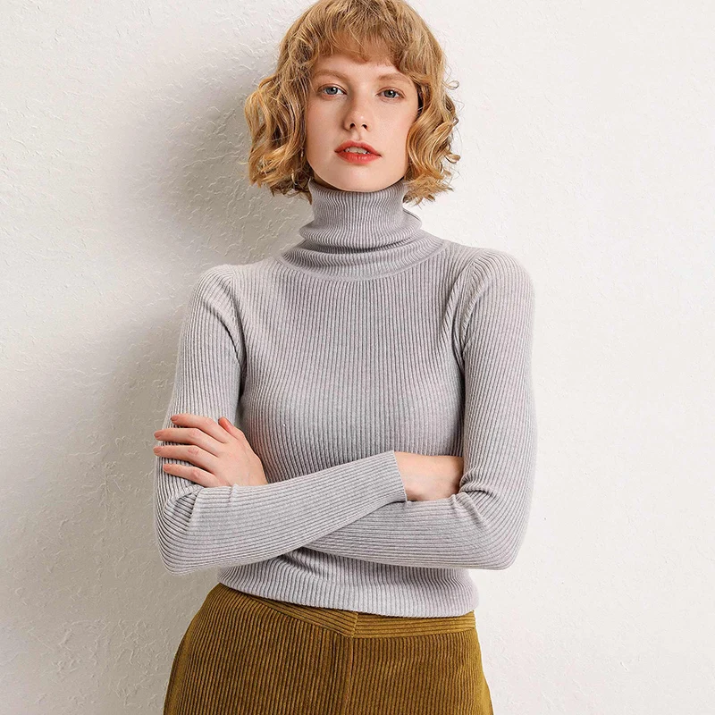Осень зима Толстый Пуловер с высоким воротником простой дикий свитер женский джемпер женский свитер Дамский свитер