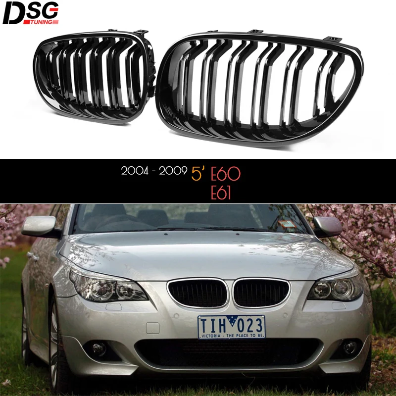 Глянцевый черный верхний передний капот решетка для радиатора BMW E60 E61 2003 - 2009 5 Series