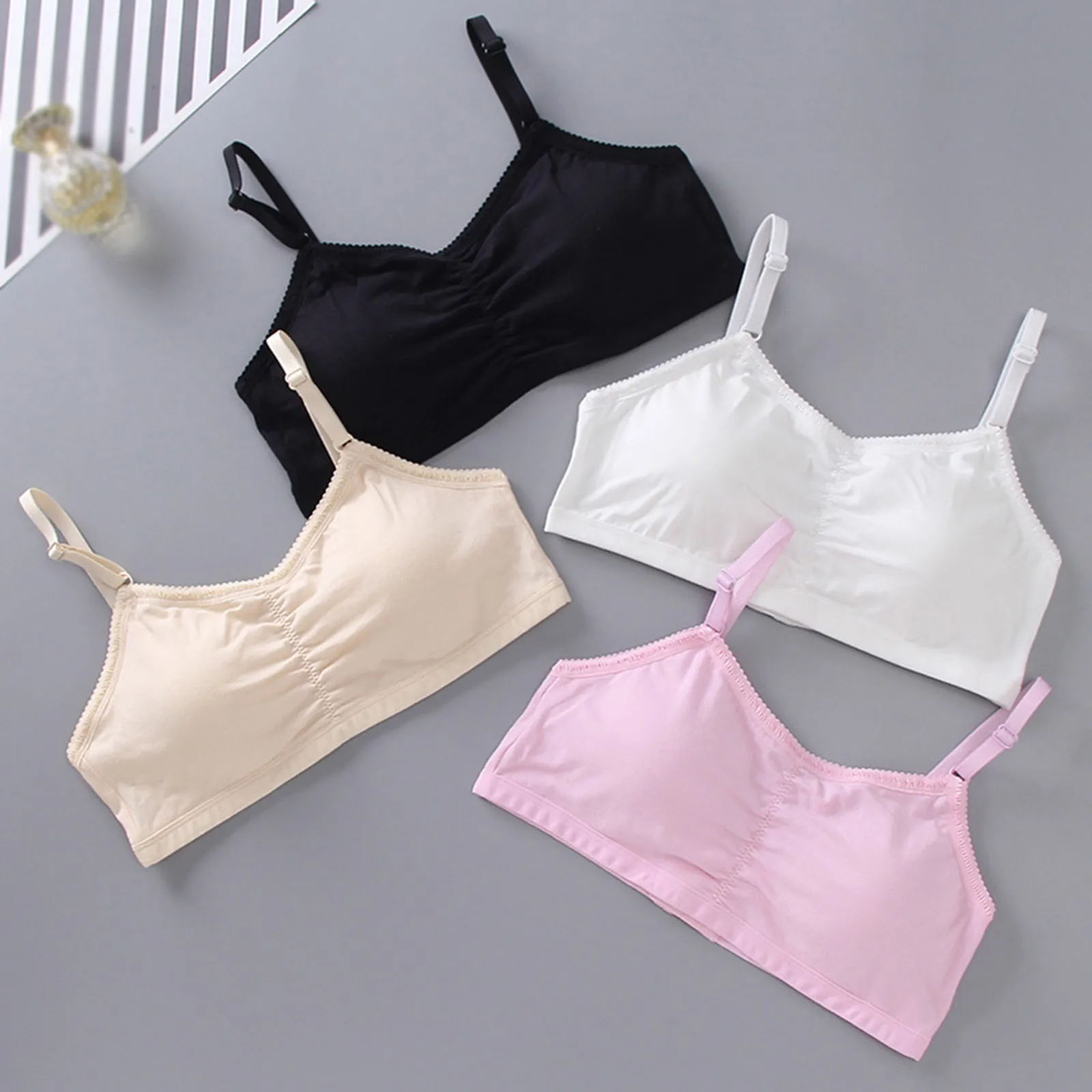 Girls Underwear In Puberty Middle School Students' Wide Shoulder Long  Bottomed Vest Exposure Proof Girl's Bra Without Steel Ring - Training Bras  - AliExpress