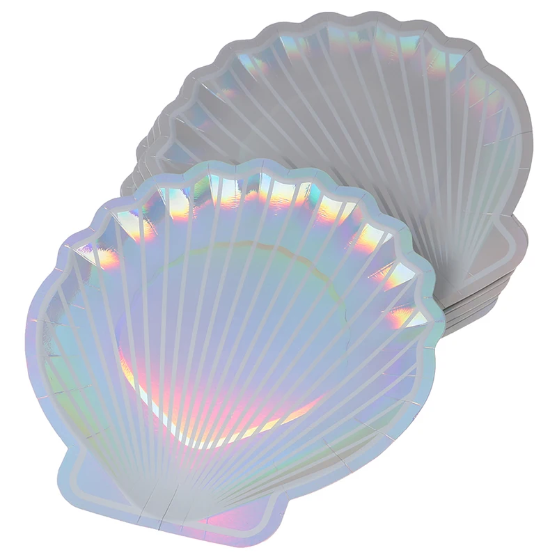 8 шт. переливающиеся бумажные тарелки|Украшения своими руками для вечеринки| |