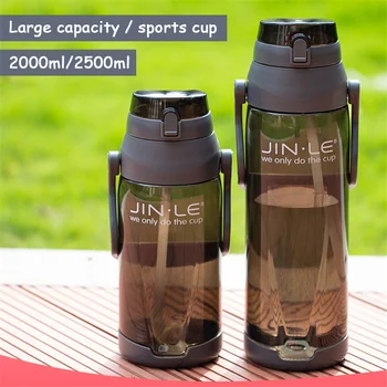 

2000/2500ml Motion Water Bottle Large Capacity Sports Cup Outdoor on Foot Fitness Water Bottle Portable Straight Drink and Straw