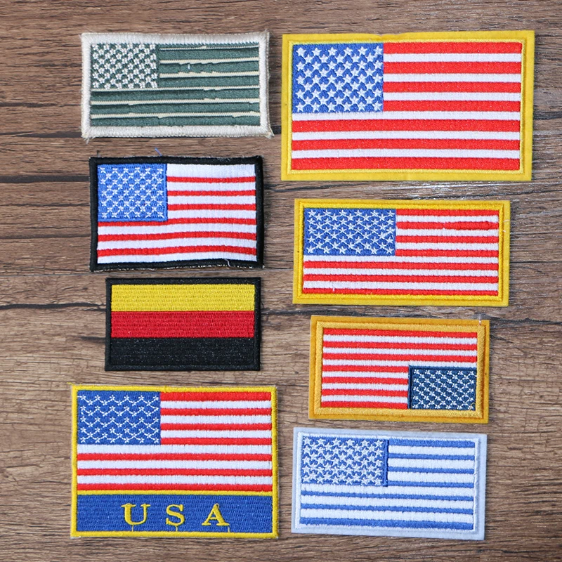 

High-end American Flag German Flag Icon Embroidery Applique Patches For Clothes DIY Iron on Badges on the Backpack