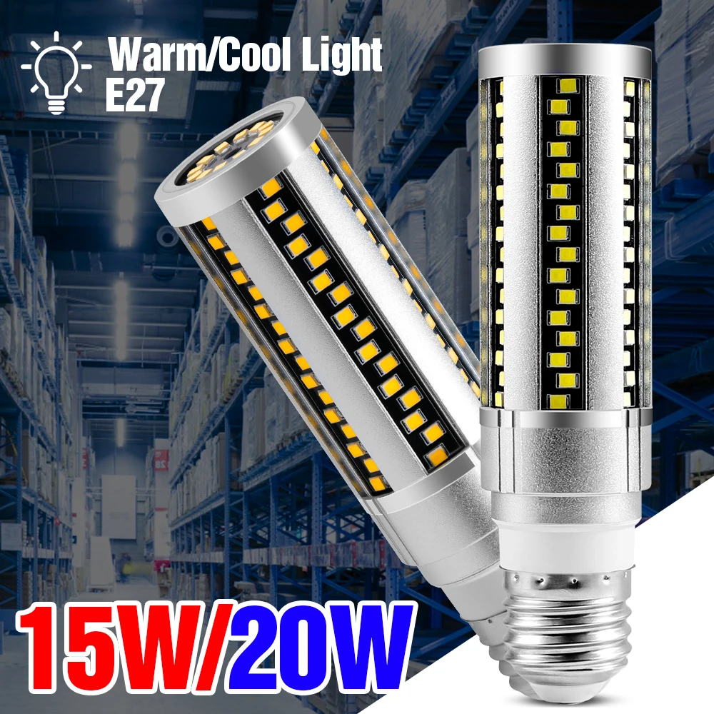 

E27 corn light 265V bulb 15W 20W high power Bombilla high brightness 2835 bulb no flicker lighting in supermarkets and warehouse