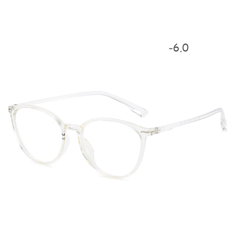 Готовые Очки для близорукости, женские TR90, Ультралегкая оправа, очки для близорукости, женские и мужские, модные новые очки 0-1,0-2,0-2,5-4,5-6,0 - Цвет оправы: Transparent 600