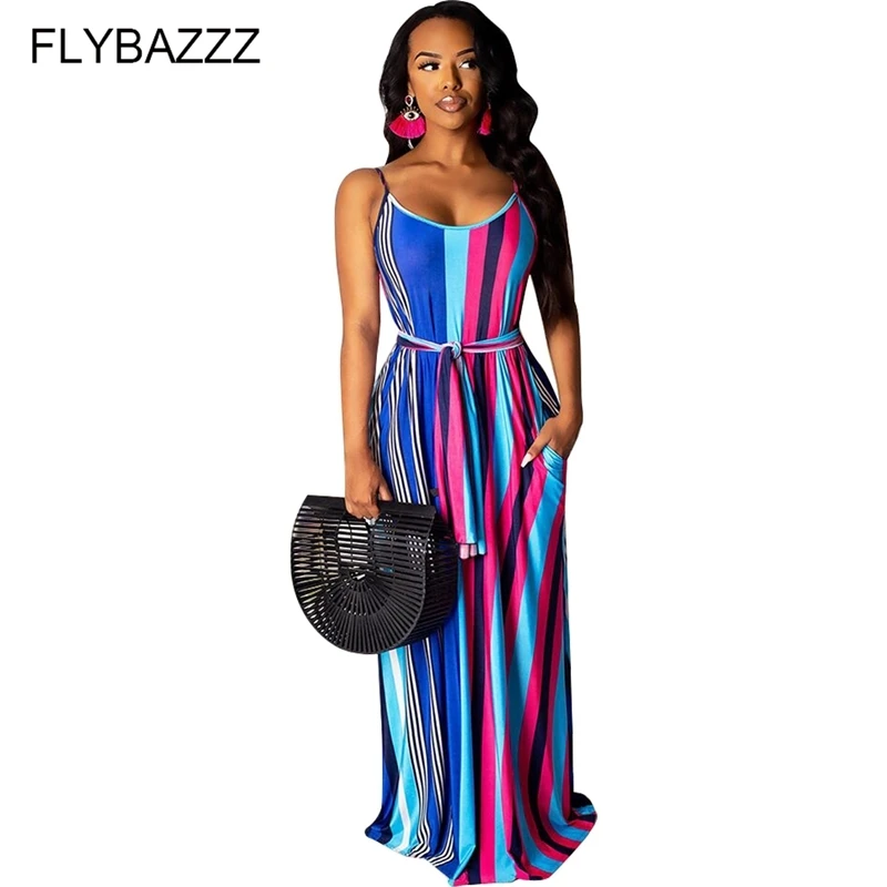 

Plus Size Off Shoulder Striped Rainbow Print Full Dress Women Ruffle Hater Casual Beach Dress Hollow Out Backless Sexy Dresses
