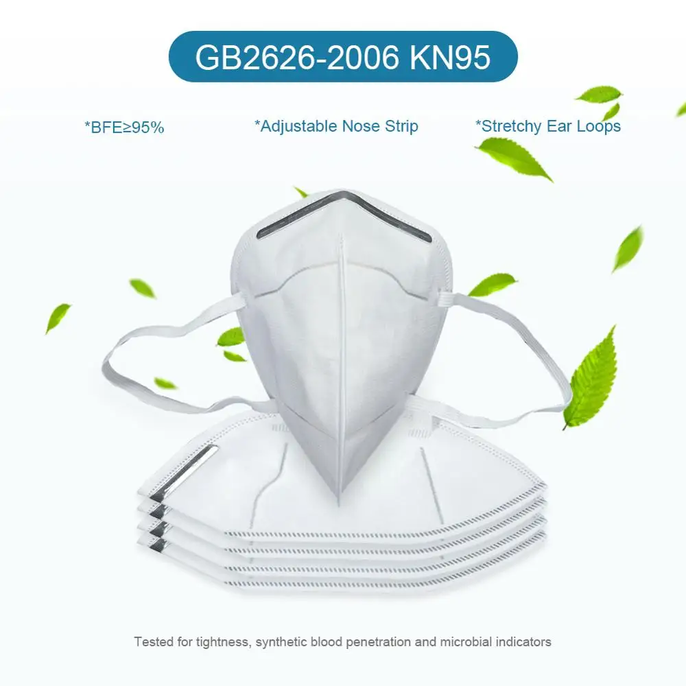 

50Pcs KN95 Face Mask Anti Dust Bacterial N95 Mask PM2.5 Dustproof Protective 95% Filtration KN95 Mouth Muffle Cover