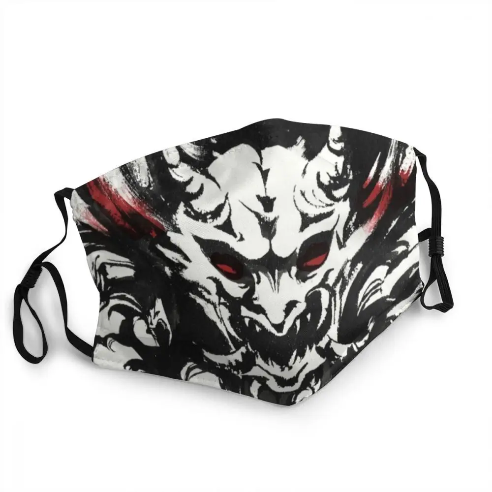 Ink Dance Macabre Non-Disposable Face Mask Adult Demon Samurai Oni Dustproof Protection Cover Respirator Mouth Muffle | Аксессуары для