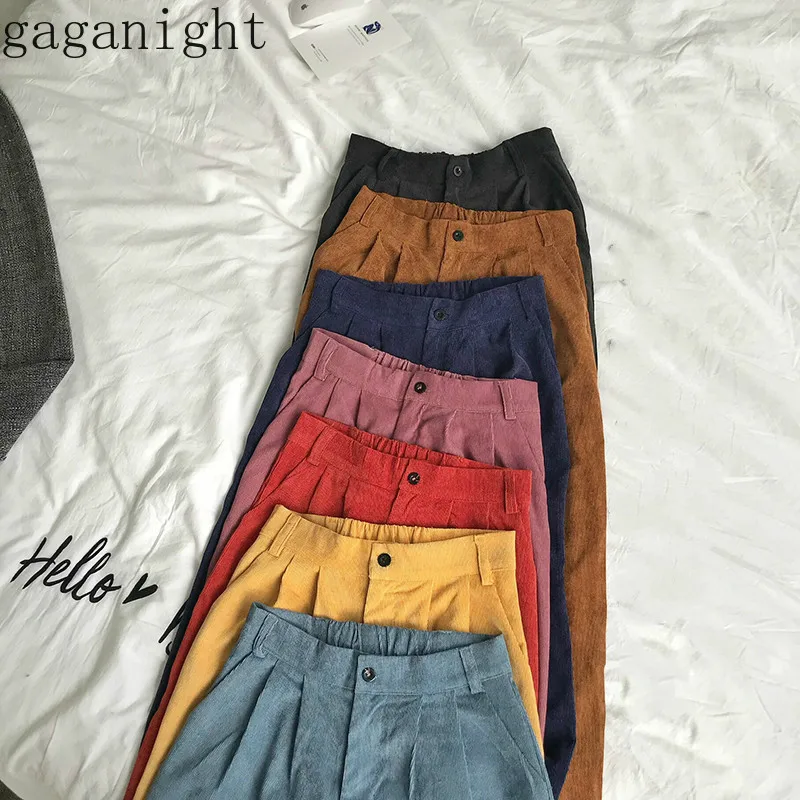 Женские вельветовые брюки Gaganight Свободные повседневные Прямые с высокой талией и