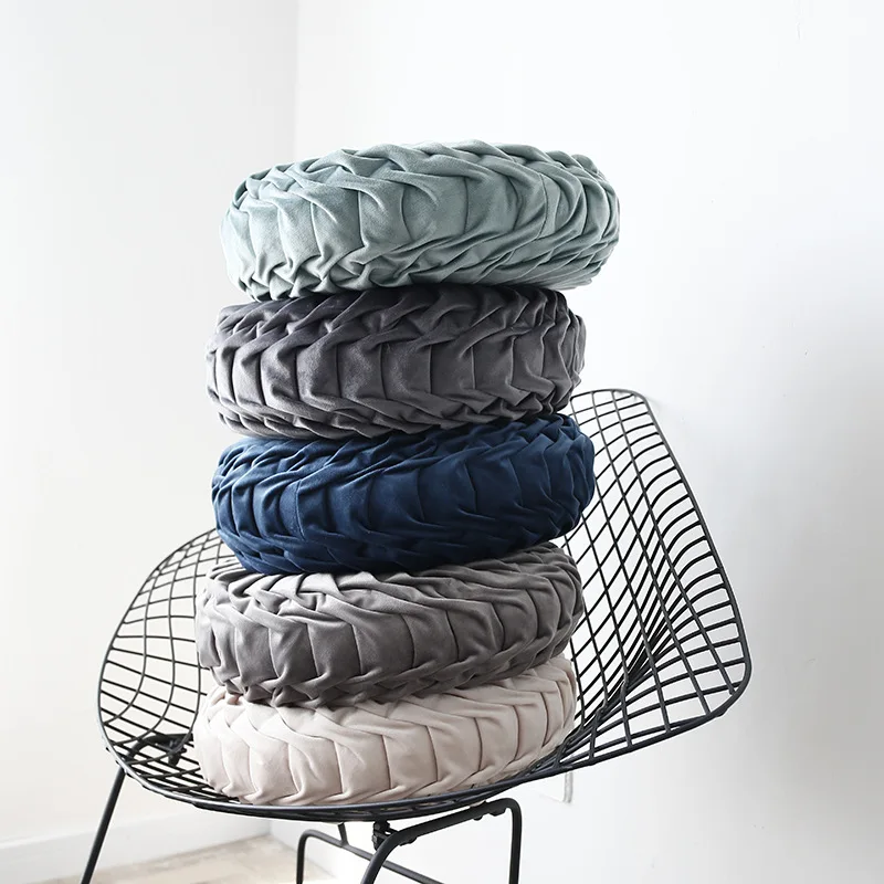

European cushion pillow sofa waist cushion headrest custom-made circular cushion hand-wrinkled wheel pumpkin pillow