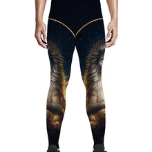 Священные брюки с рисунком льва мужчины не просвечивают скрытый карман полной длины стрейч подходят дышащая Спортивная одежда Хэллоуин с высокой посадкой размера плюс