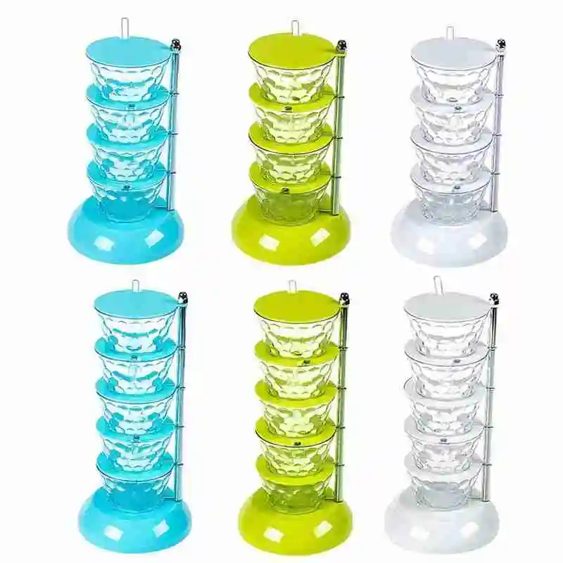 

Crystal Rotatable Seasoning Box Creative Multi-layer Hanging Spoon Wall Glass Jar Transparent Vertical Spices Storage Boxs