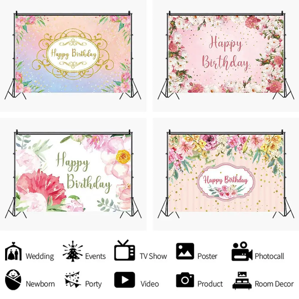 

Красивые цветы розовый Стиль на прищепках воздушные шары и фоновые Декорации для девочек День рождения Подставки для фотографий