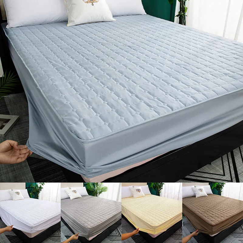 Washable Bed Cover Breathable Solid Color Mattress Cover Embossed