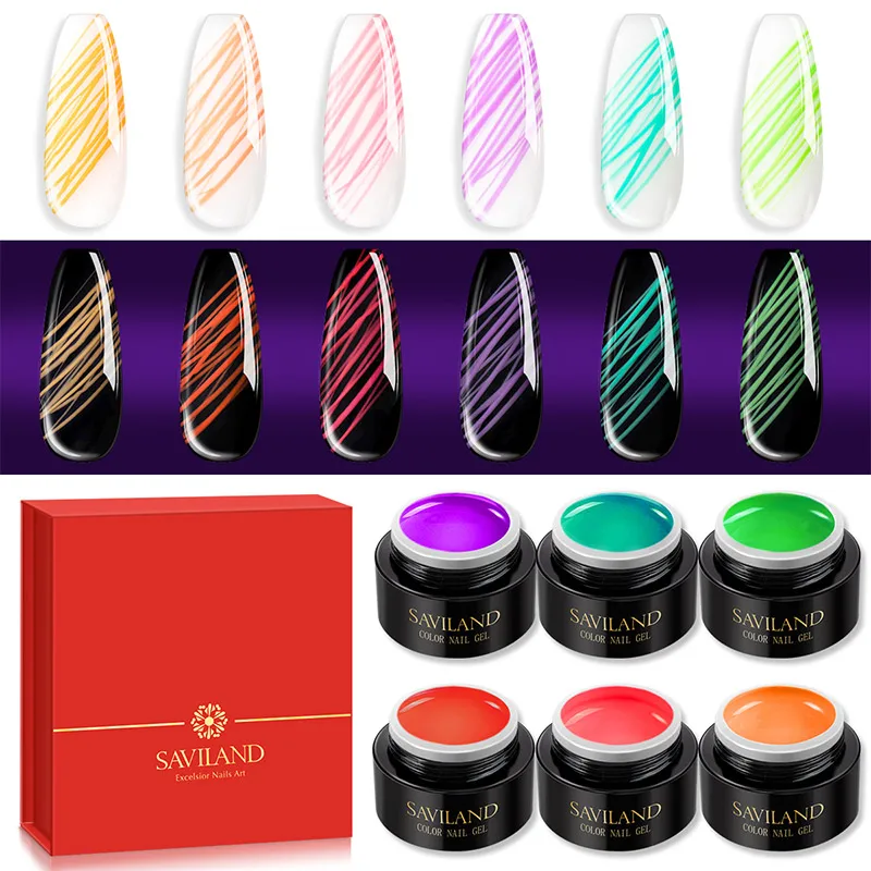 Набор неоновых гель лаков SAVILAND для маникюра набор нанесения пудры ногтей лака