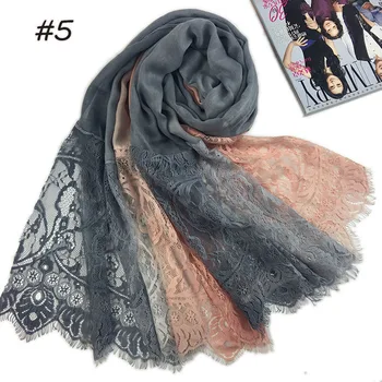 

2018 Autumn Winter Ombre Lace Floral Viscose Shawl Scarf Women High Quality Warm Pashmina Stole Bandana Mujer Muslim Hijab Sjaal