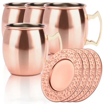 

Moscow Mule Mug with Coaster 600ml 20oz 20 Ounces Cup Copper Stainless Steel Anti-rust for Cocktail Party Beer Wine Coffee Home
