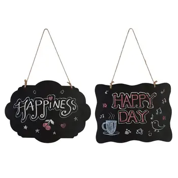 

2pcs Mini Blackboard Rectangle & Round Chalkboard Double Sided Message Board with String for Message Board Sign (Black)