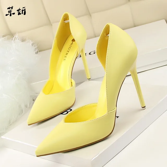 $US $16.50 Women Pumps Fashion High Heels Shoes Black Pink Yellow Shoes Women Bridal Wedding Shoes Ladies