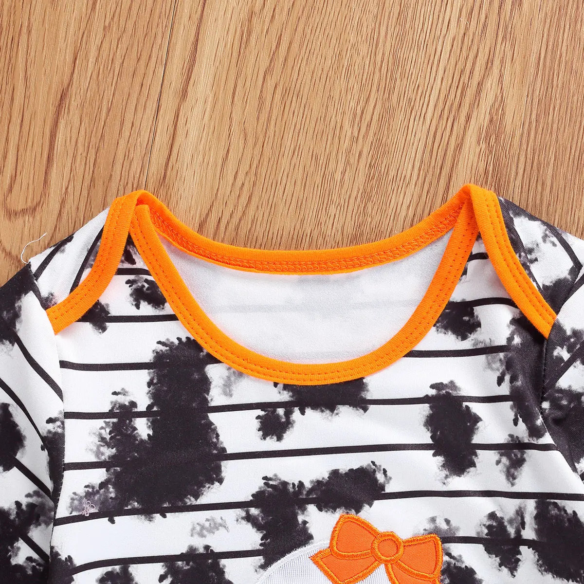 0-24 Months Autumn Baby Girls Boys Rompers Halloween Costume Tie-Dye Printed Long Sleeve Ruffles Jumpsuits Outfits