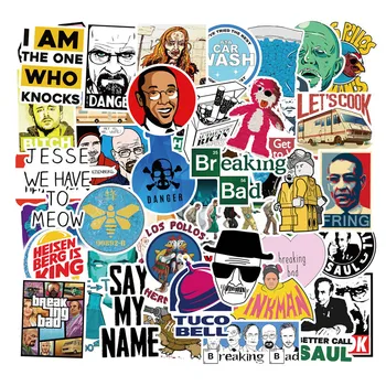 

50pieces American TV Breaking Bad Stickers For Wall Decor Fridge Motorcycle Bike Laptop Car Waterproof Cartoon Sticker no repeat