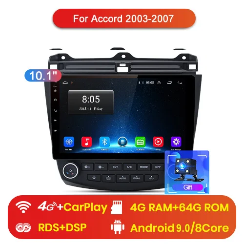 Junsun 2G+ 32G Android 9,0 для honda accord 7 2003-2007 Авто 2 din Радио стерео плеер Bluetooth gps навигация нет 2din dvd - Цвет: 4G (4GB 64GB)