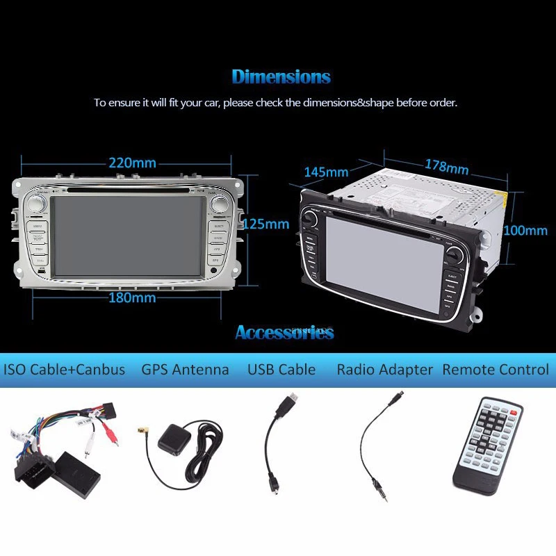 2 Din Quad/Octa Core Android 8,1 автомобильный dvd-плеер радио gps навигация с стерео wifi головное устройство для Ford Focus 2008-2010