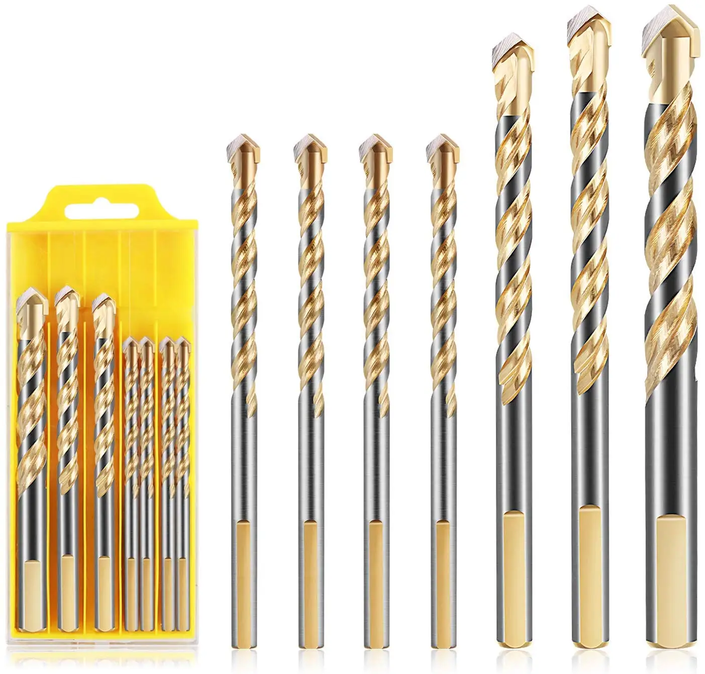 

Multi-Material Drill Bit Set for Tile Wall Mirror and Ceramic Tile on Concrete and Brick Wall