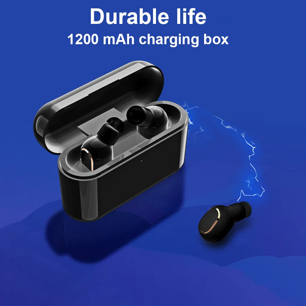 Mosunx K02 True HIFI беспроводная гарнитура Blueteeth 5,0, спортивные наушники-близнецы, стерео с зарядным устройством 1200 мАч, встроенный микрофон