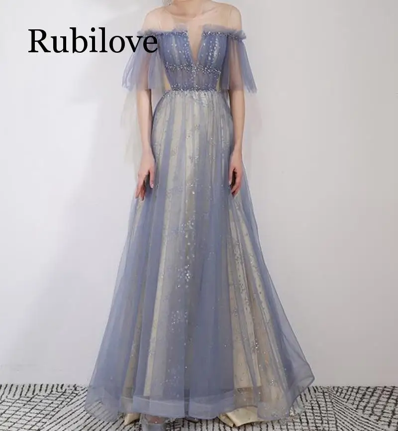 Rubilove банкет ежегодная встреча платье Весенняя Новинка вечерняя одежда, длинная вечерние маленькое платье расшитое