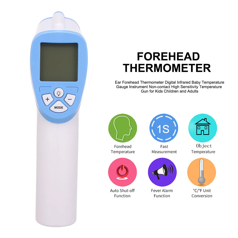 

Ear Forehead Thermometer Digital Infrared Baby Temperature Gauge Instrument Non-contact Temperature Gun for Kids Children Adults