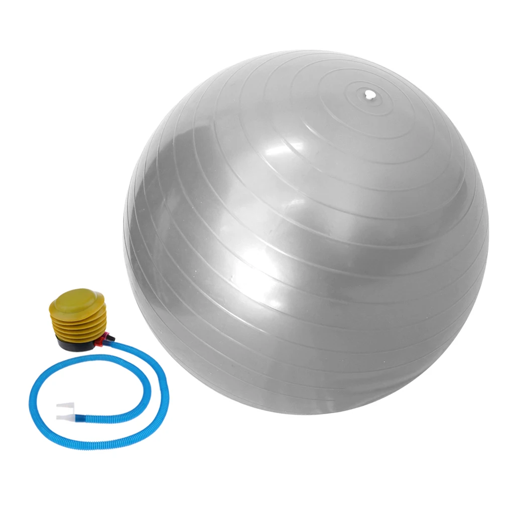 Silver Yoga Exercise Ball with Pump Anti-burst 55cm Fitness Balance Exercise Fitball for Yoga Pilaties Core Workouts Pregnancy Birthing - Цвет: Silver