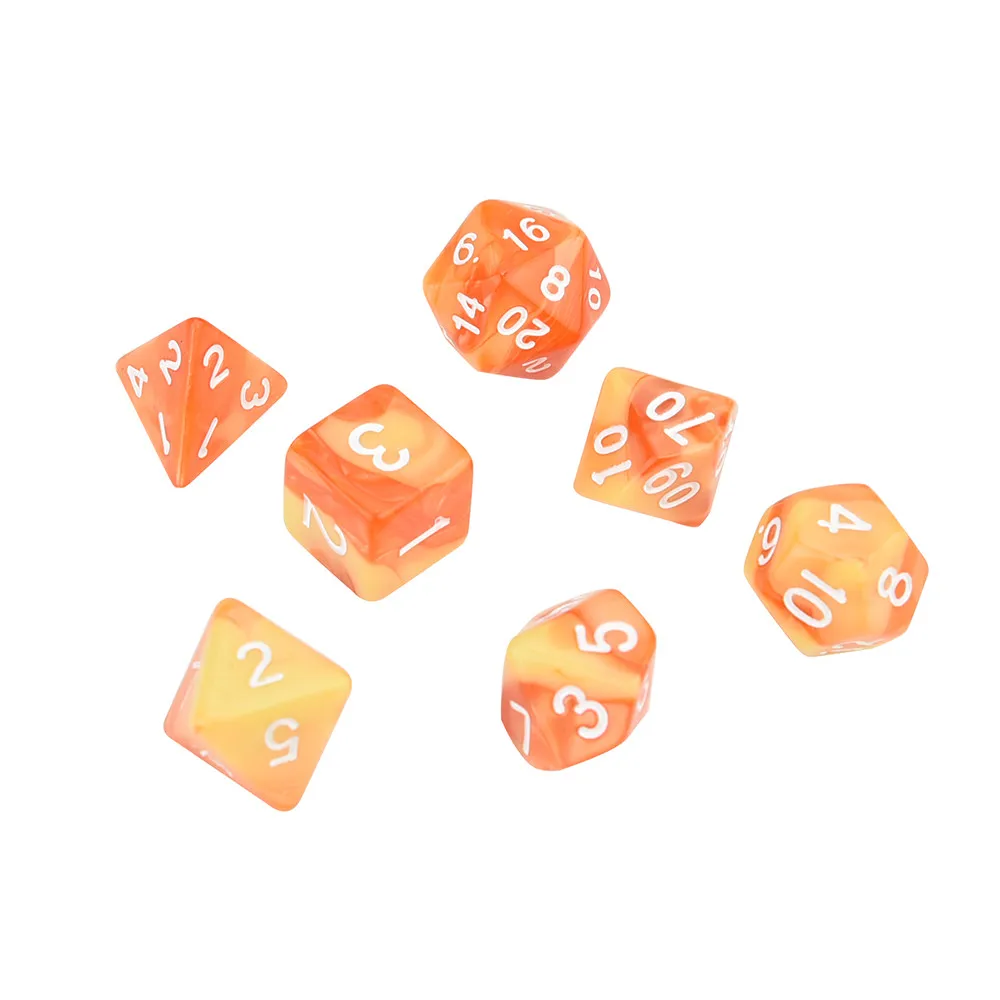 Игральные кости 7 шт./компл. TRPG игры многогранные D4-D20 многогранные Акриловые Игральные Кости d90808