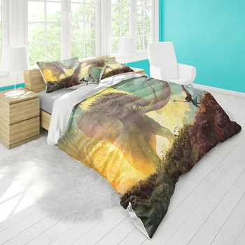 

Double bed duvet cover 220cmx260cm bedding elephant pattern pillowcase three-piece set can be customized large pattern comfortab
