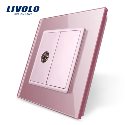 One TV Socket Livolo Роскошный настенный сенсорный датчик переключатель, выключатель света, выключатель питания, Хрустальное стекло, розетка питания, многофункциональные розетки, бесплатный выбор - Цвет: One TV Socket