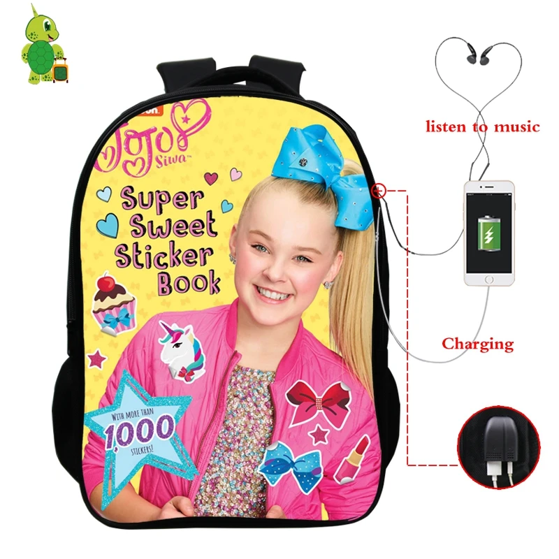 6 Популярные звезды Jojo Siwa рюкзак Многофункциональный USB зарядка школьные сумки для подростков рюкзак для девочек с отделением для ноутбука Большая Дорожная сумка на плечо - Цвет: 6