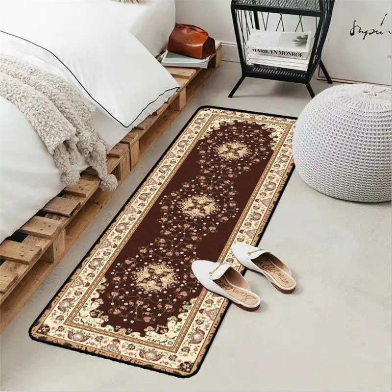 Bubble Kiss Европейский красный коричневый цветочный узор кухонный ковер 40cmX60cm