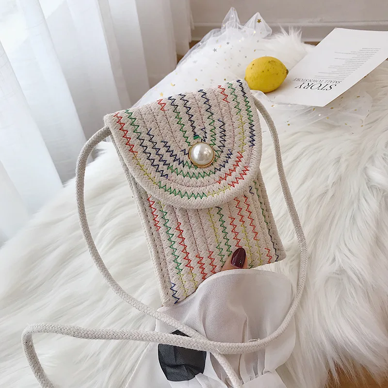

2019 Women's Summer New Style Shoulder Cute Mini Douyin Pearl-Style Simple INS Mobile Phone Change Small Bag