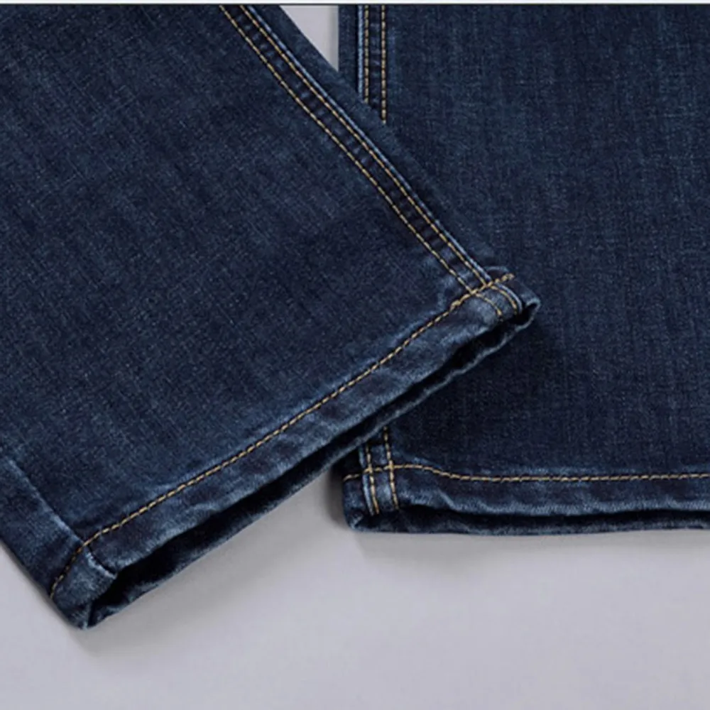 Осенние и зимние новые брюки мужские повседневные тонкие прямые джинсы утолщение тренд дикие простые модные брюки# Zer