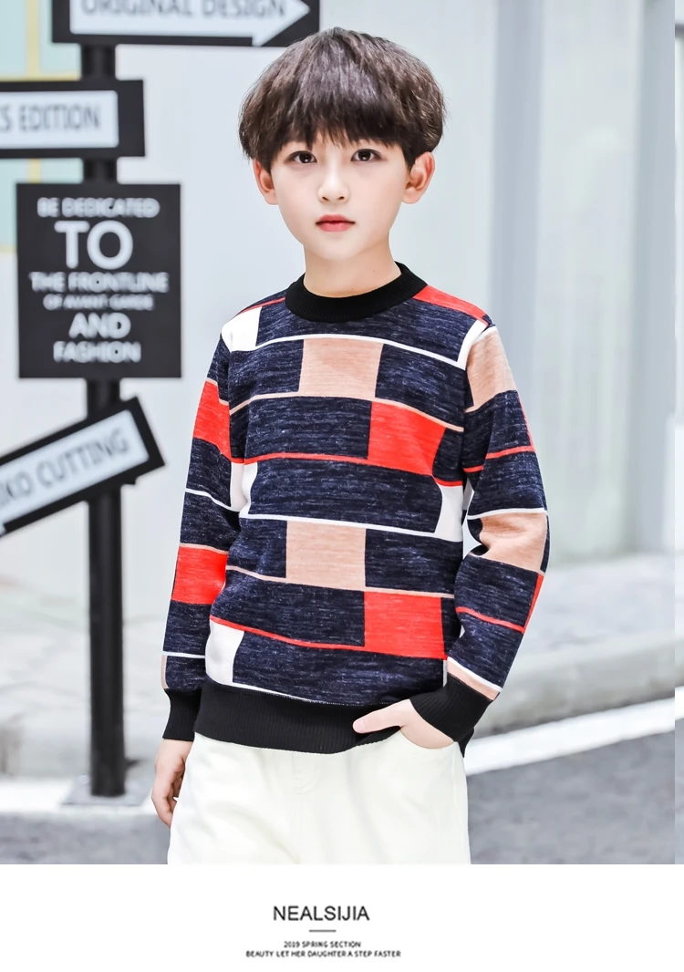 Brand New Kids Sweaters For Boy New Year Warm Sweater For Teenagers Pullover Knitted Winter Clothes for Children Age 14 to 4 T