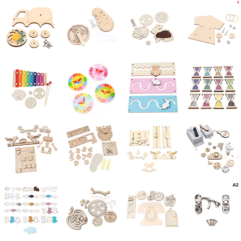 Children Busy Board Accessories Wood DIY Toy Montessori Material Early Education Activity Toddler Toys For Basic Skills