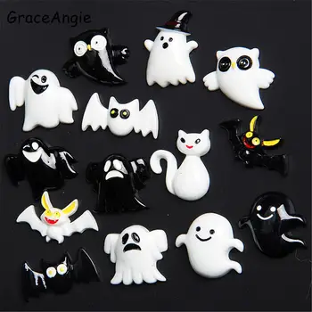 

10pcs/pack Halloween Party Accessories Resin Ice Cream Flatback Ghost Cabochon Charms Phone DIY Accessories Holiday Dec Kiwi